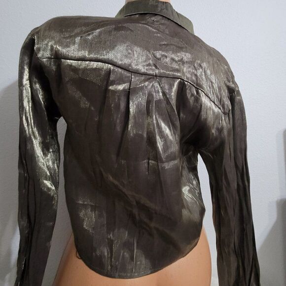 1037 SMALL  MILK AND HONEY Green Mesh Blouse NWT - Picture 2 of 5